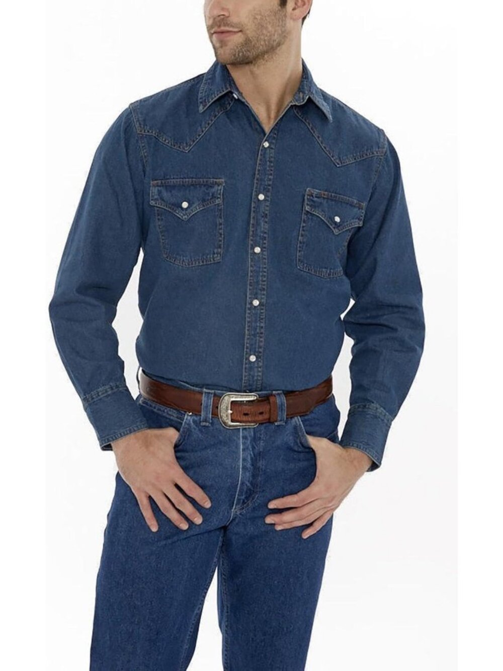 Men's Big Long Sleeve Western Shirt - Classic Fit, Durable Fabric, Stylish